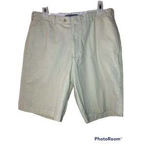 Peter Millar Shorts Mens 34 Chino Flat Front Green White Stripe Seersucker Golf
